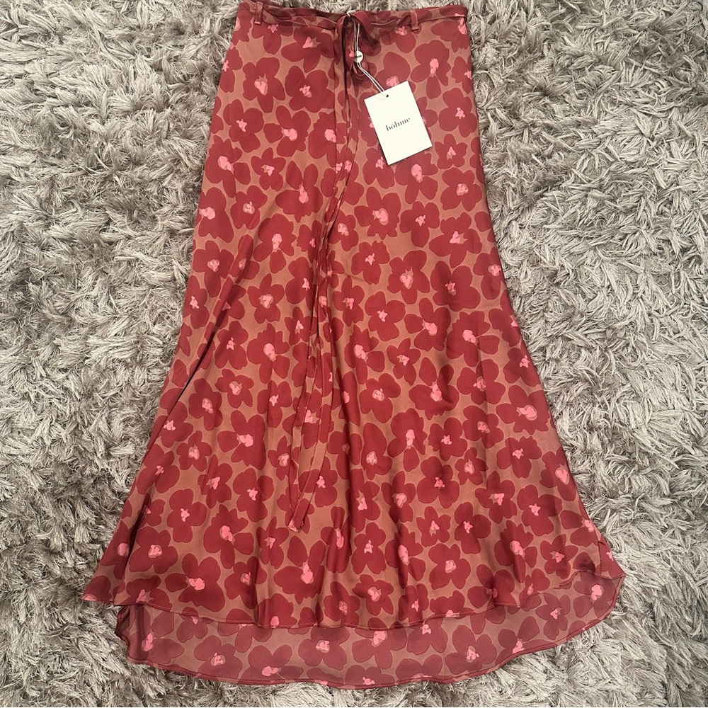 Bohme Red Floral Skirt